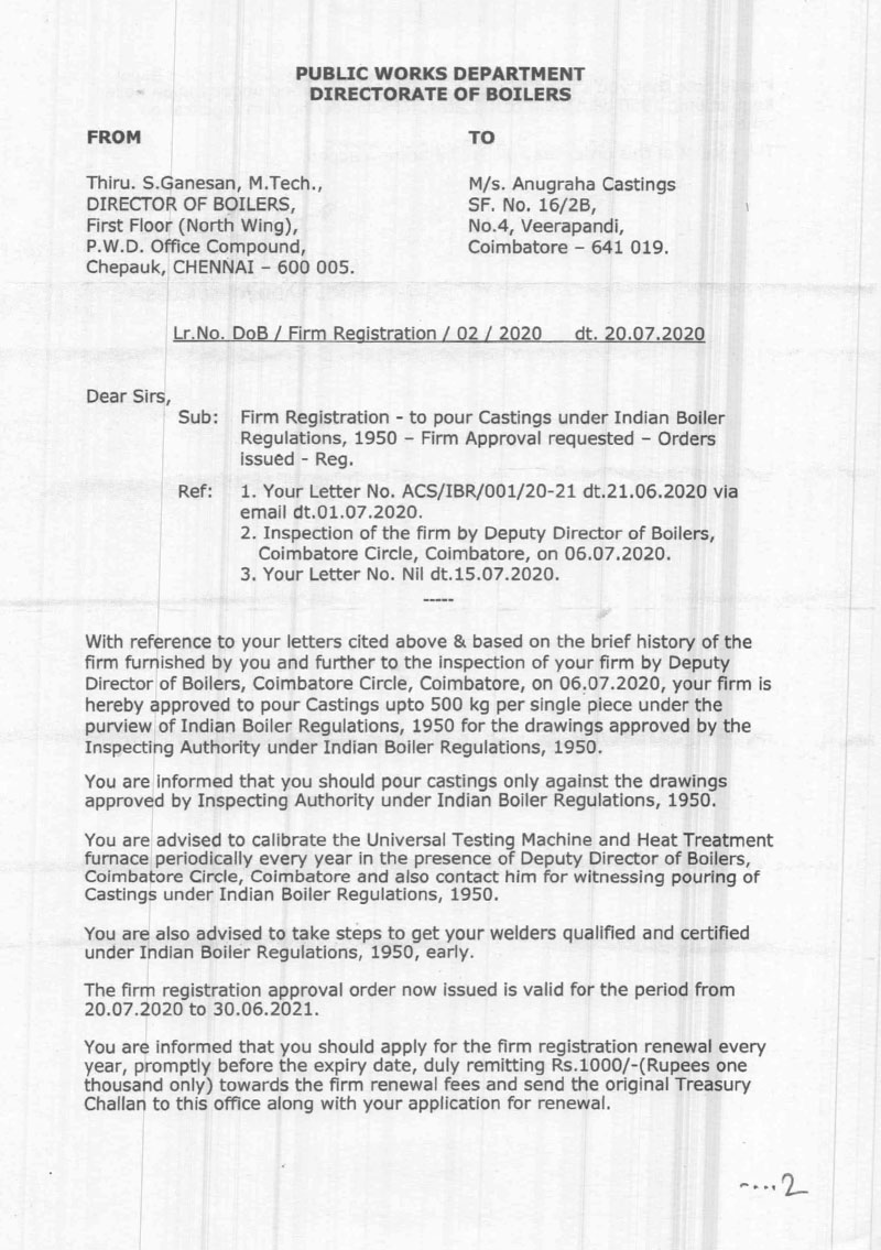 IBR Registration Letter